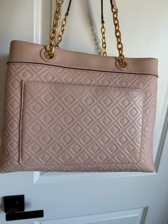 Tory Burch Blush Quilted Leather Chain-Handle Tote - Picture 2 of 8